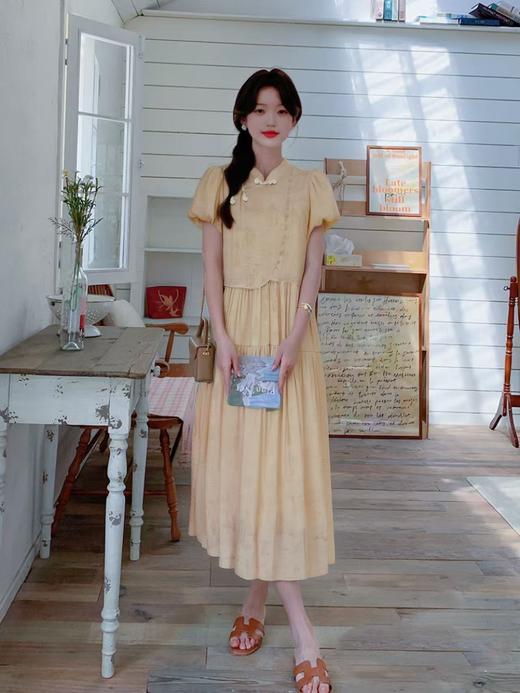 中秋大力度清仓~（不支持退）-NO退【MYBL】法式盘扣暗纹假两件长裙连衣裙-喜出 商品图0