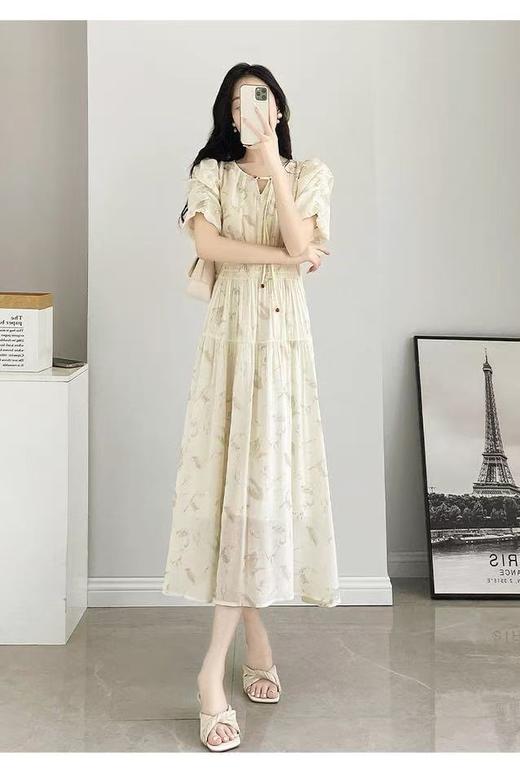 中秋大力度清仓~（不支持退）-NO退【MYBL】88L66新中式显瘦茶歇碎花长款连衣裙-喜出 商品图1