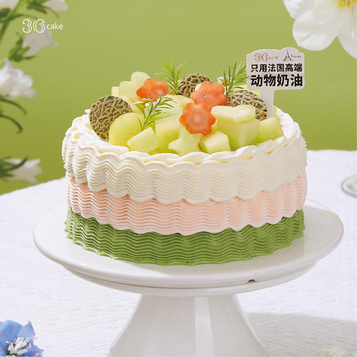 栀子蜜瓜 ‧ 玫珑蜜瓜栀子绿茶奶油蛋糕，可选1.5/2.5/3.5/6磅 商品图0