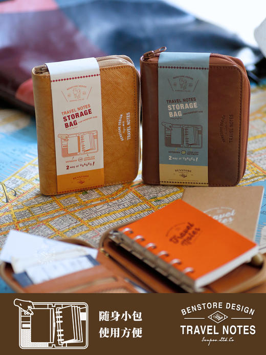 本子事多 便携旅行拉链收纳本 M5A7活页TN护照夹随身手帐集章笔记 商品图1