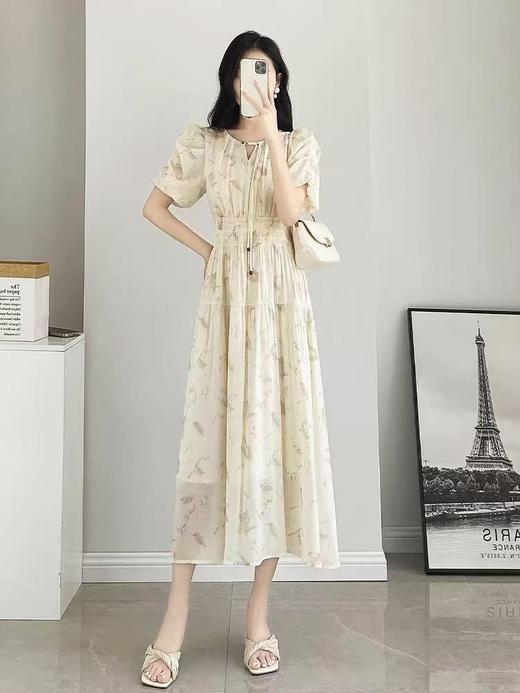 中秋大力度清仓~（不支持退）-NO退【MYBL】88L66新中式显瘦茶歇碎花长款连衣裙-喜出 商品图4