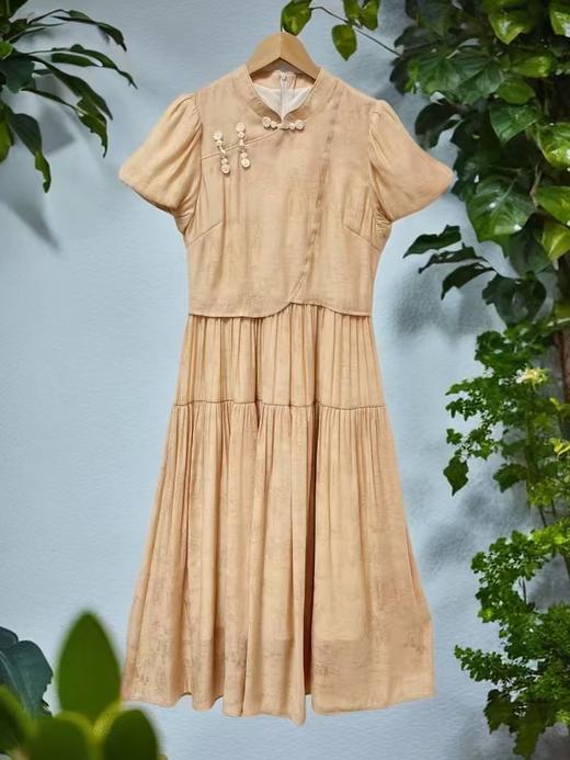 中秋大力度清仓~（不支持退）-NO退【MYBL】法式盘扣暗纹假两件长裙连衣裙-喜出 商品图1