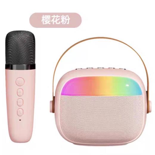 严选【影院级音效便携带灯一体音箱】k19单麦粉蓝牙K歌无线麦克风话筒户外儿童家庭音响套装 商品图2
