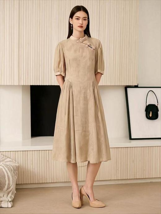 中秋大力度清仓~（不支持退）【MYBL】8880新中式国风修身后系带暗纹连衣裙-喜出 商品图2