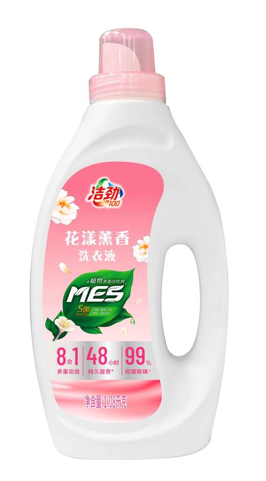 洁劲100花漾洗衣液瓶装1.08kg 商品图3