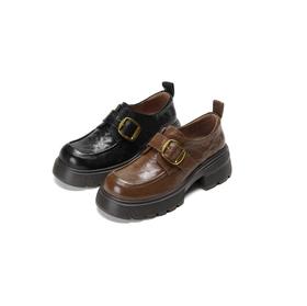 【秋季新款】西村名物2025年秋季新款厚底防滑粗跟软底舒适乐福鞋X25CM30701