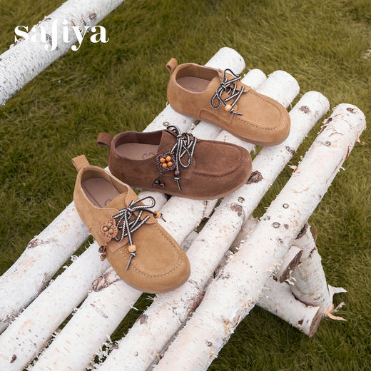 Safiya/索菲娅2025复古反绒串珠系带深口百搭休闲软底勃肯单鞋SFD3112078 商品图3