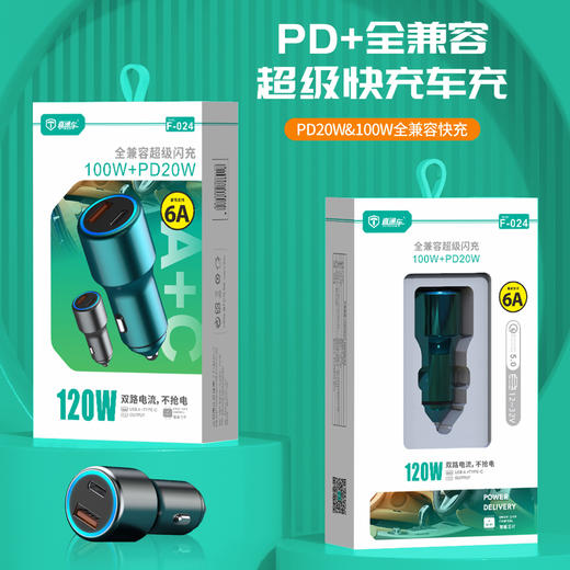 严选【金属多兼容车载充电器】100W+20W双口PD快充适用华为平果米荣耀PO车充1个 商品图0
