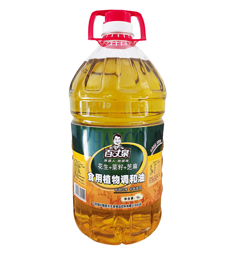 百丈泉食用植物调和油（花生+菜籽+芝麻）5L装