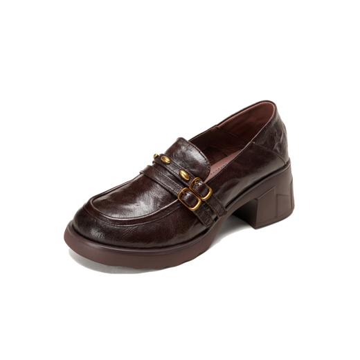 【秋季新款】西村名物2025年秋季新款厚底防滑粗跟软底舒适乐福鞋T25CM30831 商品图11