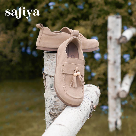 Safiya/索菲娅2025流苏外穿复古反绒百搭不累脚休闲平底勃肯单鞋SFD3112079 商品图0