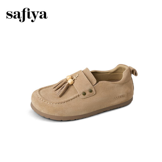 Safiya/索菲娅2025流苏外穿复古反绒百搭不累脚休闲平底勃肯单鞋SFD3112079 商品图7