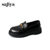 Safiya/索菲娅2025复古秋叶扣增高不累脚百搭粗跟英伦乐福鞋SFD3112114 商品缩略图6