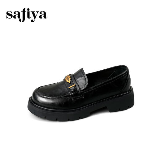 Safiya/索菲娅2025复古秋叶扣增高不累脚百搭粗跟英伦乐福鞋SFD3112114 商品图6
