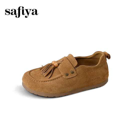 Safiya/索菲娅2025流苏外穿复古反绒百搭不累脚休闲平底勃肯单鞋SFD3112079 商品图6