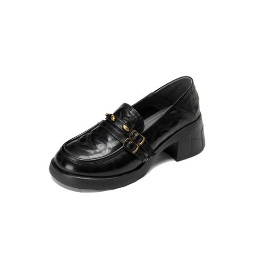 【秋季新款】西村名物2025年秋季新款厚底防滑粗跟软底舒适乐福鞋T25CM30831 商品图10