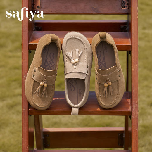 Safiya/索菲娅2025流苏外穿复古反绒百搭不累脚休闲平底勃肯单鞋SFD3112079 商品图1