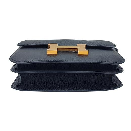 HERMES爱马仕 Constance Mini 19 康康 金扣 Epsom牛皮 单肩斜挎包迷你 女款 Noir黑色 商品图3