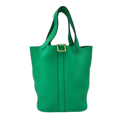 HERMES 爱马仕 Picotin Lock 18 菜篮子 水桶包Maurice小公牛皮金扣手提包碧玉色Y刻 商品图0