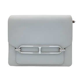 HERMES 爱马仕 Roulis 23 猪鼻子包 Evercolor小牛皮 银扣 单肩斜挎包 女款 80 Gris Perle珍珠灰  Z刻