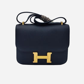 HERMES爱马仕 Constance Mini 19 康康 金扣 Epsom牛皮 单肩斜挎包迷你 女款 Noir黑色