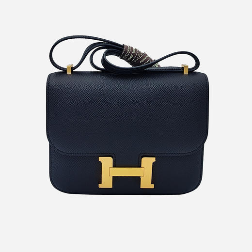 HERMES爱马仕 Constance Mini 19 康康 金扣 Epsom牛皮 单肩斜挎包迷你 女款 Noir黑色 商品图0