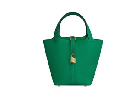HERMES 爱马仕 Picotin Lock 18 菜篮子 水桶包Maurice小公牛皮金扣手提包碧玉色Y刻 商品图5