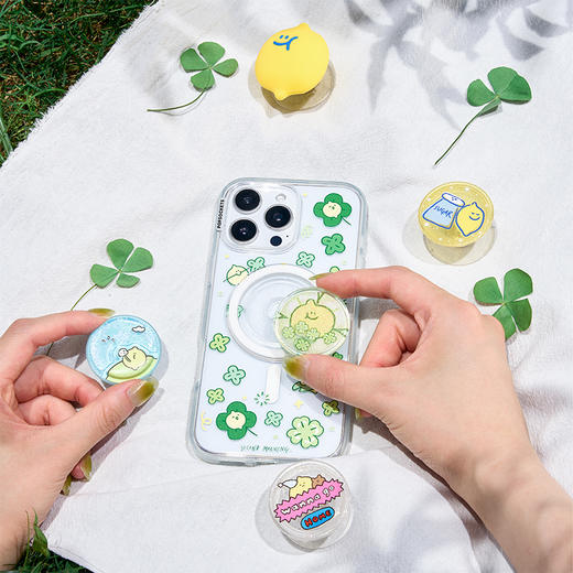 【完美一日】幸运柠檬 泡泡骚 x Second Morning 早安柠檬 POPGRIP手机粘贴式气囊支架Tidepool流沙系列 绿色 商品图1