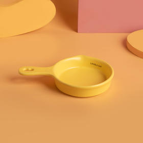 严选【陶瓷猫碗磨砂黄平底锅】韩国bd同款猫咪慢食碗单柄饮水碗防黑下巴罐头碗宠物碗1个