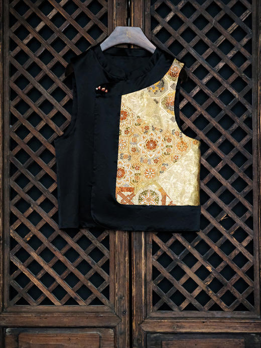 盛唐牡丹盛奢系列 |丝毛拼西阵织偏襟马甲 商品图0