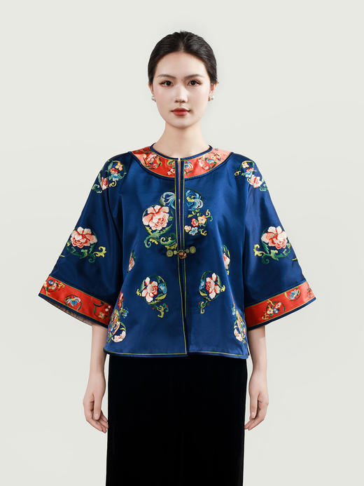 盛唐牡丹大师系列 | 重缎真丝手绣对襟短褂 (盛唐牡丹与非遗传承人王小潇联名系列) 商品图8