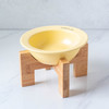 严选【黄色bd飞碟木架陶瓷猫碗】餐食碗宠物猫碗保护颈椎斜口猫饭碗宠物水碗狗狗碗1个 商品缩略图0