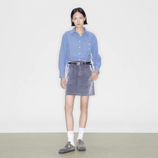 马君妍同款lost in echo2025早秋新款气质修身短款收腰衬衫上衣女 商品图2