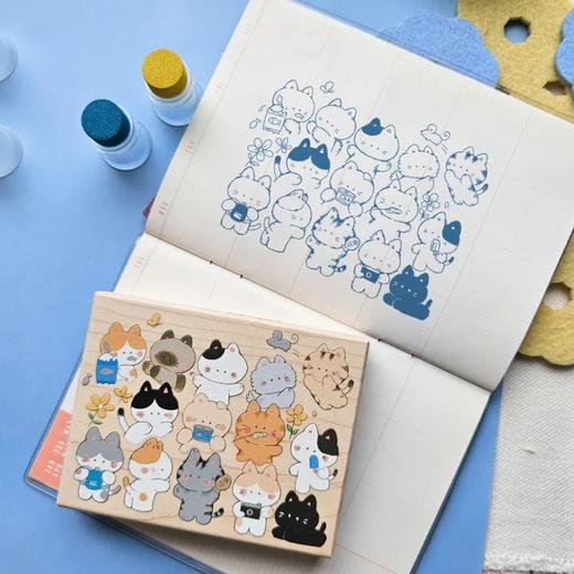 micia美日 貓貓大合照 - 彩色楓木印章 商品图1