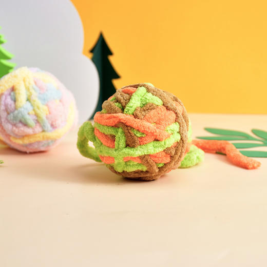 严选【冰淇淋毛线球混色装5.5~6cm手工缠绕】逗猫球耐咬猫咪自嗨解闷磨牙玩具 商品图2