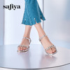 Safiya/索菲娅2025夏季时尚闪钻中空露趾高跟透明一字带凉鞋SFD2115415 商品缩略图2