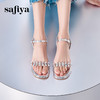 Safiya/索菲娅2025夏季时尚闪钻中空露趾高跟透明一字带凉鞋SFD2115415 商品缩略图0