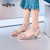 Safiya/索菲娅2025夏季时尚闪钻中空露趾高跟透明一字带凉鞋SFD2115415 商品缩略图1
