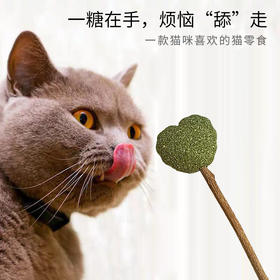 严选【猫薄荷爱心棒棒糖1支 】磨牙棒玩具耐咬逗猫棒自嗨解闷神器猫咪零食