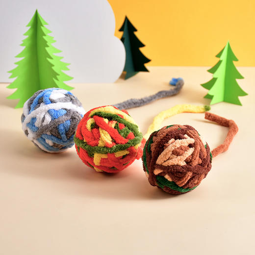 严选【冰淇淋毛线球混色装5.5~6cm手工缠绕】逗猫球耐咬猫咪自嗨解闷磨牙玩具 商品图3