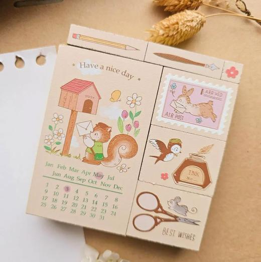 micia美日 楓芸手作文具坊 x 松鼠郵局萬年曆7入組 商品图1