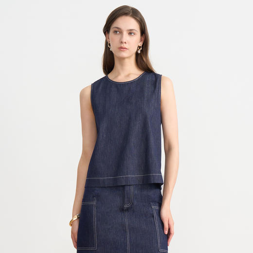 同款下架-EITIE爱特爱复古高级感无袖小上衣C2513822 商品图1