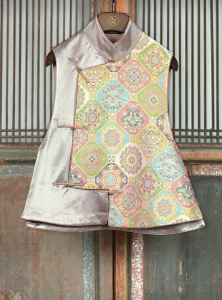 盛唐牡丹盛奢系列 | 鸳鸯瑞纳纱锦偏襟马甲 商品图0