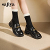 Safiya/索菲娅2025学院风字母扣圆头复古英伦百搭粗跟小皮鞋SFD3112068 商品缩略图9