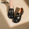 Safiya/索菲娅2025学院风字母扣圆头复古英伦百搭粗跟小皮鞋SFD3112068 商品缩略图8