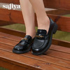 Safiya/索菲娅2025学院风字母扣圆头复古英伦百搭粗跟小皮鞋SFD3112068 商品缩略图10