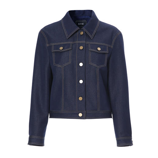 EITIE爱特爱简约早秋复古通勤时尚短款翻领牛仔秋季新款外套C2503808 商品图5