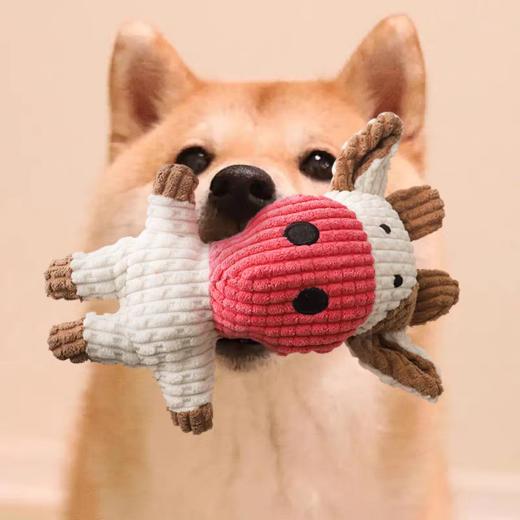 严选狗狗玩具【耐咬毛绒发声粉色牛牛】小型幼犬磨牙宠物小狗解闷神器陪伴用品1个 商品图0