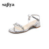 Safiya/索菲娅2025夏季时尚闪钻中空露趾高跟透明一字带凉鞋SFD2115415 商品缩略图5