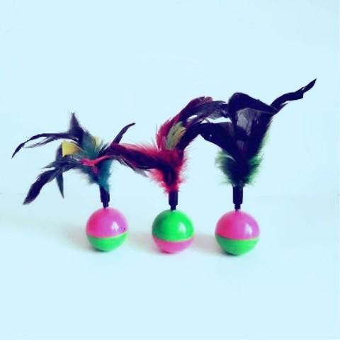 严选羽毛老鼠随机款不倒翁不倒球猫玩具羽毛彩色不倒翁球1个 商品图1